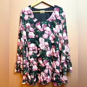 Show Me Your MuMu Margot Mini Floral Long Sleeve Dress Whimsical Flowy Sz Medium